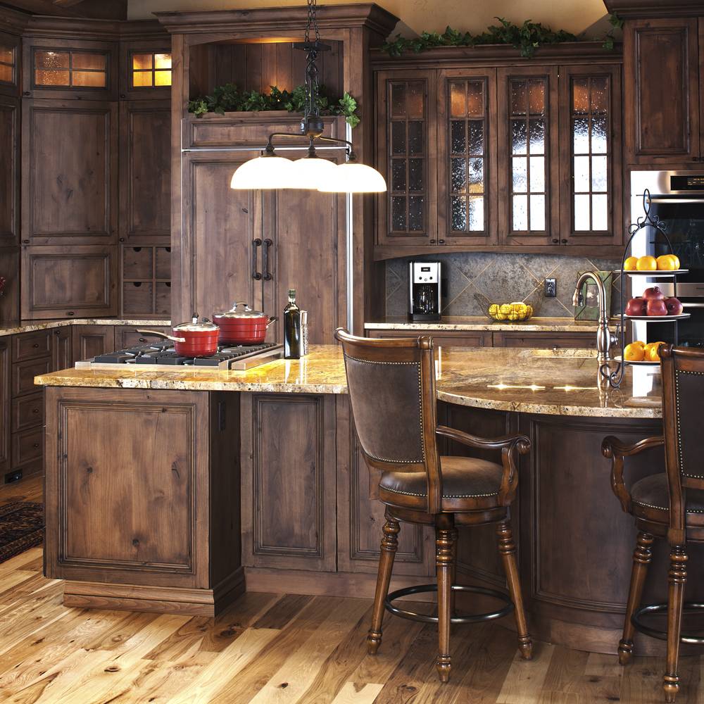 Homestead Cabinet Rich wood tones accent this beautiful custom kitchen in Denver Colorado