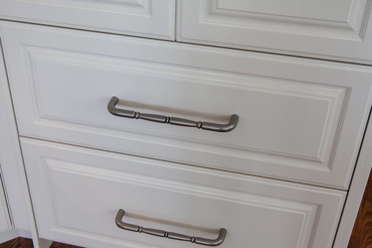 closeup detail white cabinets and hardware kitchen remodel in Denver Colorado