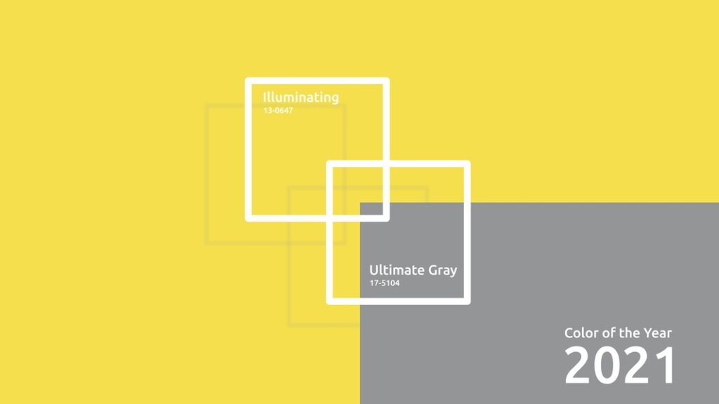 Pantone Colors of the Year 2021 Ultimate Gray and Illuminating yellow.