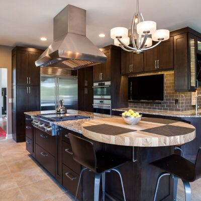 Dark shaker cabinet kitchen with granite countertops JM Kitchen & Bath Design