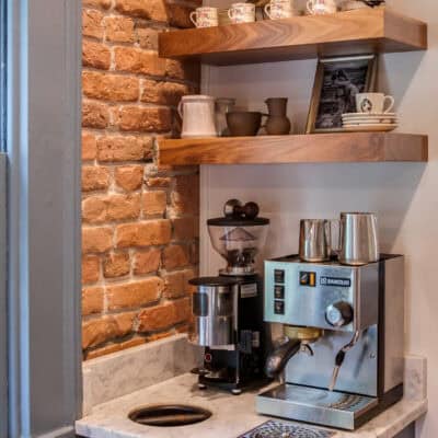 coffee nook in this boulder historic home kitchen remodel JM Kitchen & Bath Design