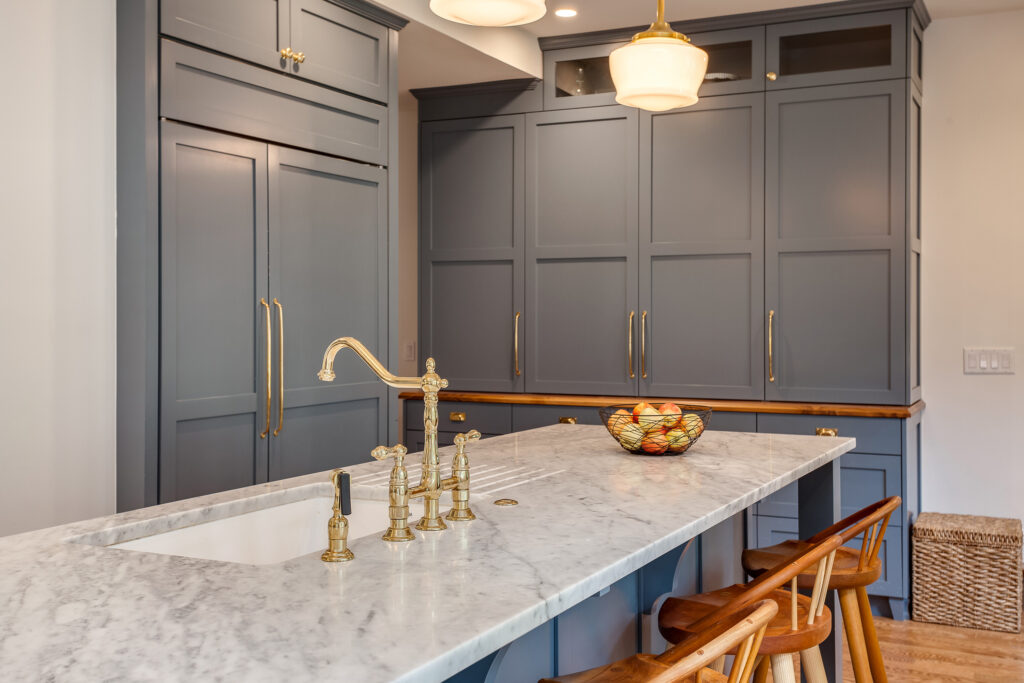 blue shaker kitchen cabinets