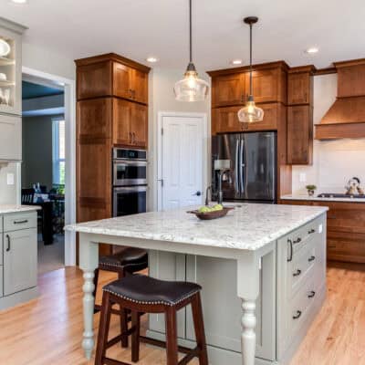 shaker kitchen with painted and wood cabinets in Castle Rock JM Kitchen & Bath Design