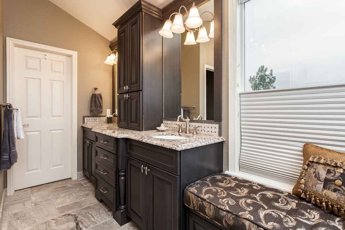 Custom bathroom vanity in dark wood