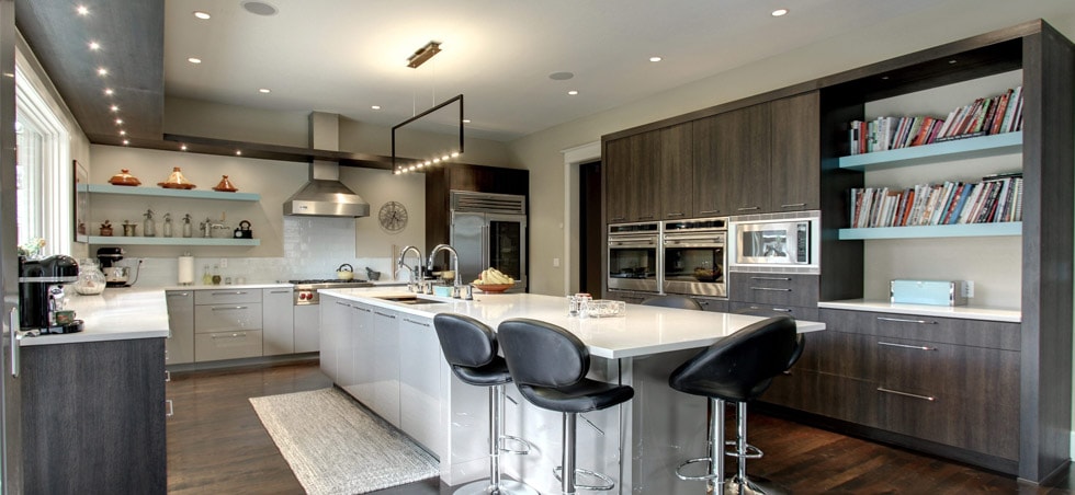 Contemporary Kitchen with Sleek Grey Cabinets