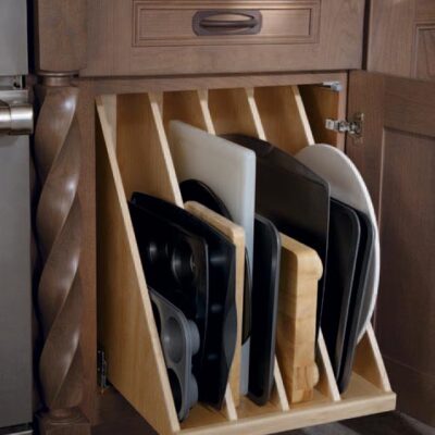 Cookie sheet storage in kitchen cabinet JM Kitchen & Bath Design