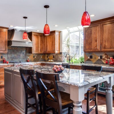 Natural wood cabinet kitchen with tile backsplash JM Kitchen & Bath Design