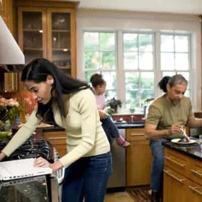 family in the kitchen JM Kitchen & Bath Design