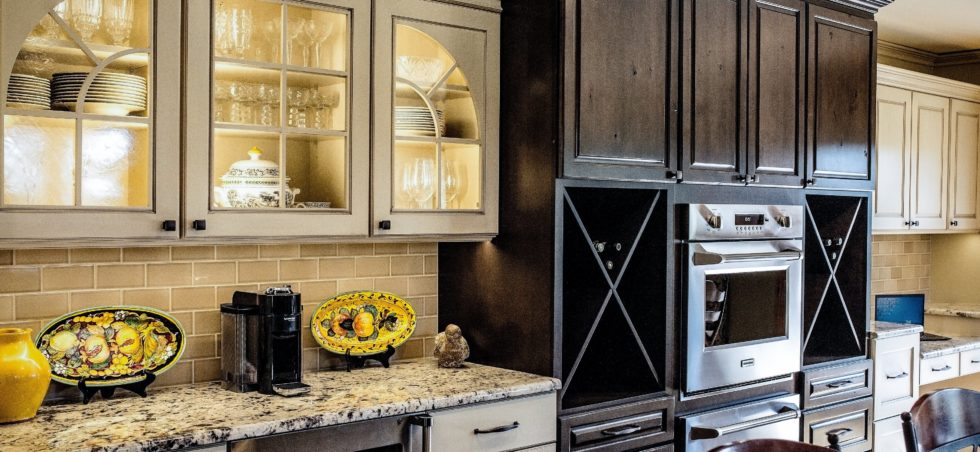 Dark and light painted custom kitchen cabinetry