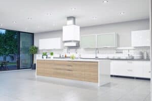 large ultra modern kitchen featuring large island and lots of food prep space JM Kitchen & Bath Design