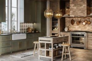 rustic back to nature kitchen remodel with farm sink and copper accents JM Kitchen & Bath Design