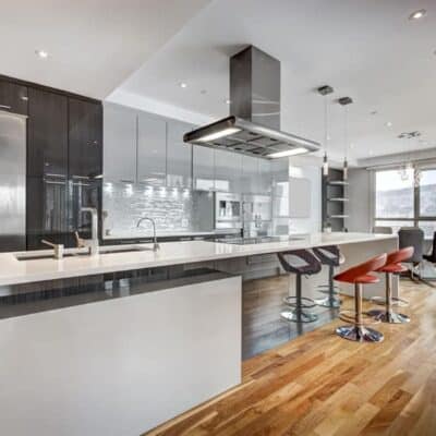 kitchen renovation featuring extra long seating area and island combination JM Kitchen & Bath Design