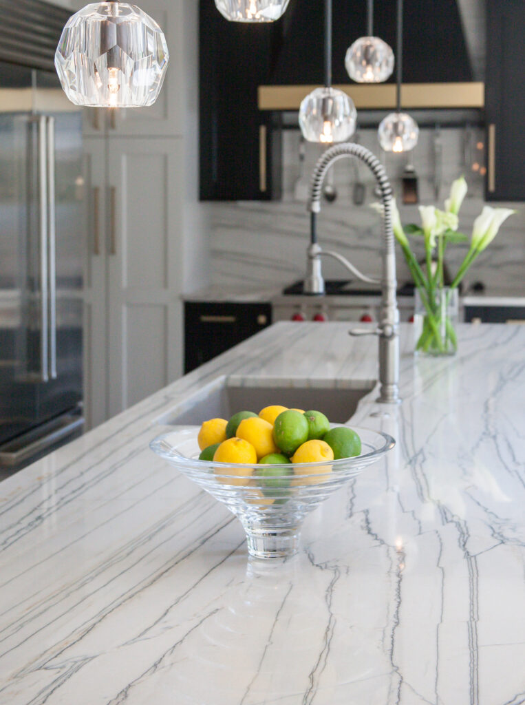 dramatic sink in this contemporary kitchen