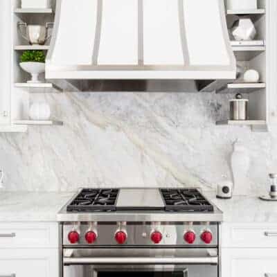 Slab Backsplash behind an oven JM Kitchen & Bath Design